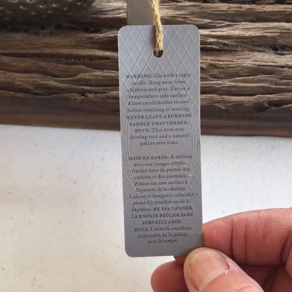 Pottery Barn Rustic Wood with Pierced Metal Bunny and Birds Taper Candle Holder - Picture 10 of 11